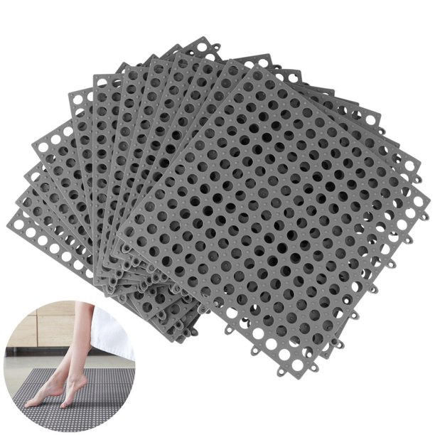 12 piezas de baldosas entrelazadas, baldosas de plástico entrelazadas para cubierta, baldosas de drenaje de plástico antideslizantes, baldosas de cubierta de piso entrelazadas para baño, cocina, pisci