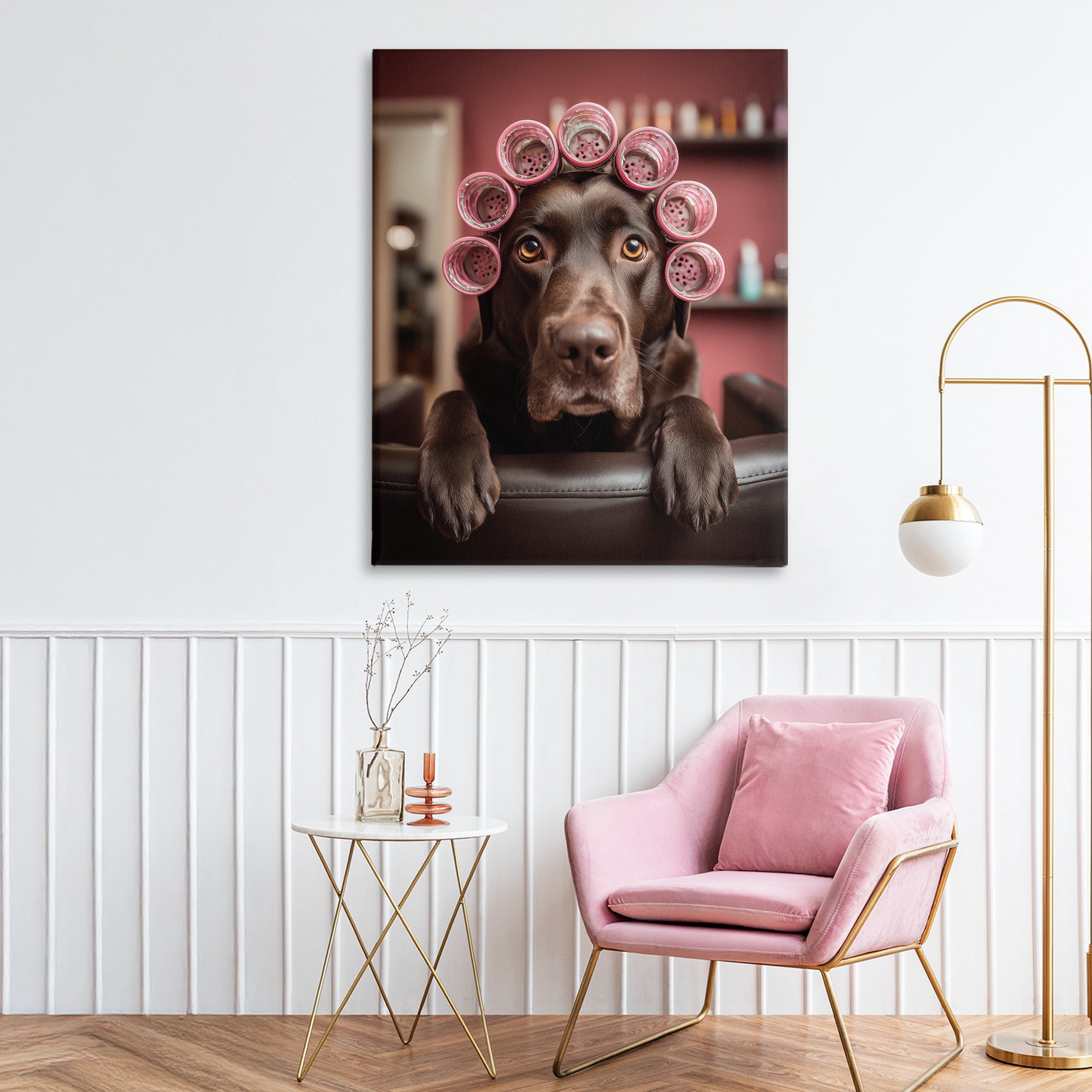 Stupell Industries Dog at Salon with Curlers Canvas Wall Art, design by Scott Stulberg