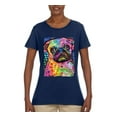 thumbnail image 3 of Funny Neon Pug | Dean Russo Art Animal Lover Womens T-Shirt, Navy, X-Large, 3 of 6