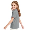 thumbnail image 5 of Girls Polo Shirt with Collared Slim Fit Short Sleeve Golf Shirt Summer School Uniform for Girls,Gray 150, 5 of 7