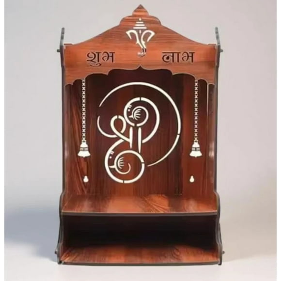 Pooja Mandir, Wall Mounted Wooden Temple, God's Temple for Home and Office God's Temple design may vary. Assemble Required.