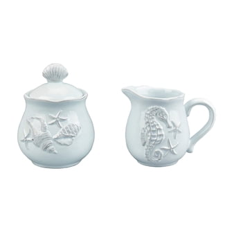 Blue Sky Claworks Gingerbread Creamer & Sugar Set With Tray - Festive Kitchen Dining