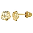 thumbnail image 2 of Precious Stars 14K Yellow Gold Rose Screwback Earring Studs, 2 of 4