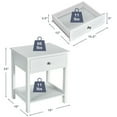thumbnail image 2 of Gymax Table de Chevet Moderne à 2 Niveaux 2 Pcs avec Tiroir et Tablette Ouverte Blanc, 2 of 6