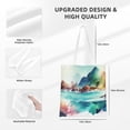 thumbnail image 4 of YFYANG Reusable Cotton Canvas Tote Shopping Bag, Watercolor Mountain Pattern Washable Portable Grocery Bag for Daily Travel, 4 of 8