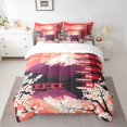 thumbnail image 2 of Homewish Tokyo Mount Fuji Bedding Comforter Set 7-Piece for Teens, Japanese Blossoms Flower King Bedding Sets, Red Pink Reversible Bed Sheets, Super Cozy Room Decor, 2 of 7