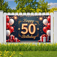 thumbnail image 3 of Golden Letters Birthday Banner Red Balloons Festive Design Gift Boxes for Milestone Celebration Adult Party Indoor Use, 3 of 7