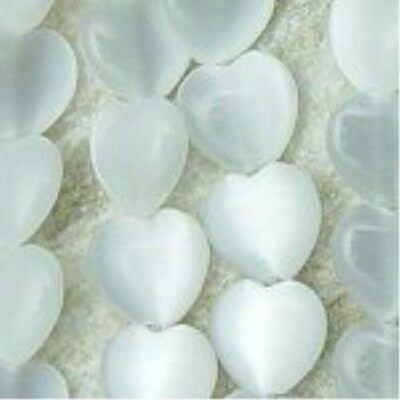 White Heart Shaped Cat's eye beads 6mm