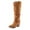 Camel-new, variant on Pennysue Women's Knee-High Booties Brown Mid Chunky Heel Slouchy Boots With Side Zippers Boots 10M