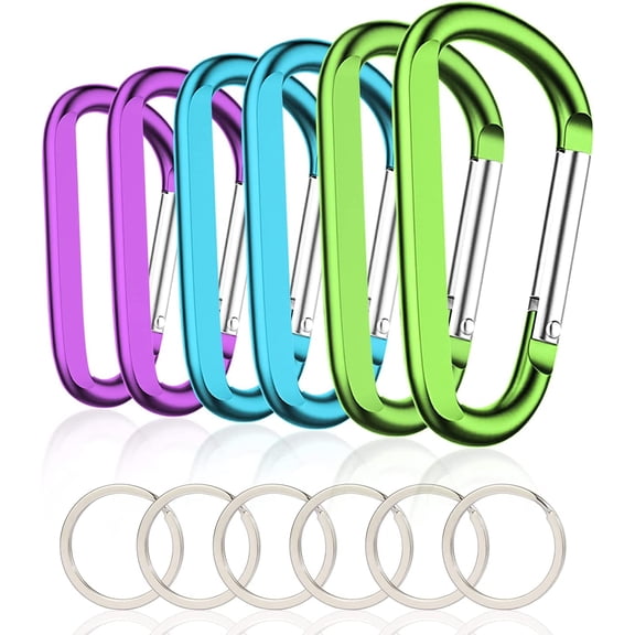 3" Heavy Duty Aluminum D Ring Carabiner Clip with Keychain Keyring