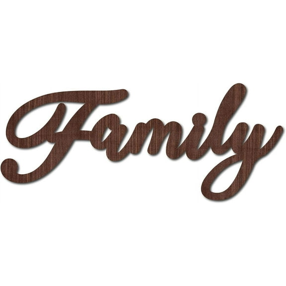 Cutout Sign Family Letter Wooden Wall Art Decor Wood Word Sculpture Signs Rustic Unfinished for Housewarming Home Farmhouse Front Door Entryway Wall Decoration Brown 11.3 x 4.7inch DIY