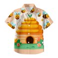 thumbnail image 4 of Kids Boys Tshirts Summer Cute Cartoon Bee Festival Print Lapel Botton Down Short Sleeves Fashion Tops T Shirts Activewear,Yellow,5-6 Years, 4 of 4