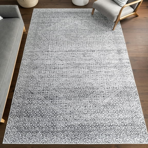 nuLOOM Reya Transitional SplashGuard Machine Washable Area Rug, 6' x 9', Reya Grey