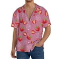 thumbnail image 3 of Xecao offers the Cute Strawberry for Men's Casual Short-sleeved Shirt, a button-up collared shirt with a pocket, perfect for beach vacations and yacht travel in the XX-Large size., 3 of 7