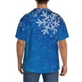 thumbnail image 3 of Fotbe Blue Christmas With Snowflakes Camisa Estampada de Manga Corta para Hombre, Casual de Verano, Estilo Playero, Sin Arrugas-Small, 3 of 5