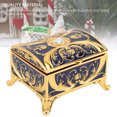 thumbnail image 6 of Riousery Vintage Metal Jewelry Box Women Rectangular Trinket Organizer Gold Blue 3.1in/8cm, 6 of 9