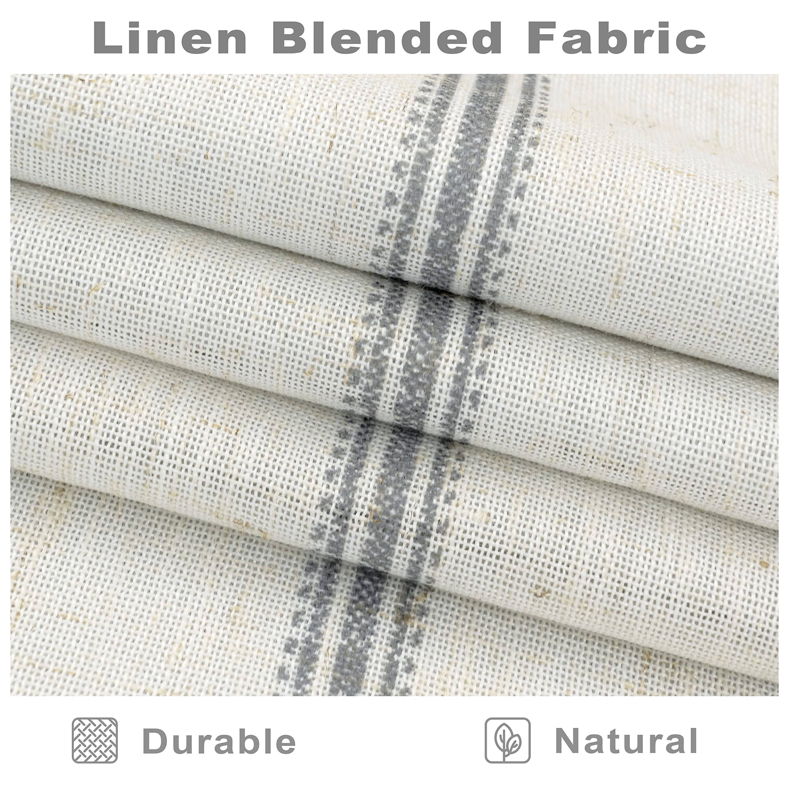 DriftAway Farmhouse Linen Blend Blackout Curtains 84 Inches Long for Bedroom Vertical Striped Printed Drapes Thermal Insulated Grommet Lined Window Treatments for Living Room 2 Panels W52 x L84 Grey