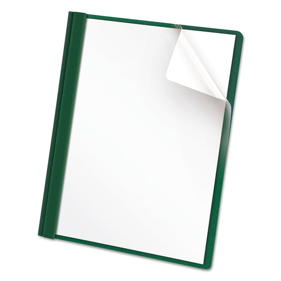 Oxford Clear Front Report Cover, 3 Fasteners, Letter, 1/2" Capacity, Green, 25/Box -OXF55856