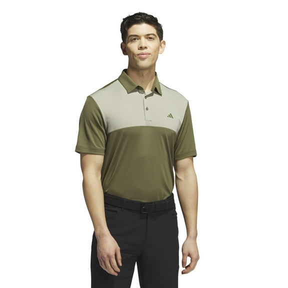adidas Core Color-Block Polo Shirt (Mens, Olive Strata, SM, One Size)