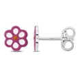 thumbnail image 1 of Miabella Pink Enamel Flower Stud Earrings in Sterling Silver, 1 of 3