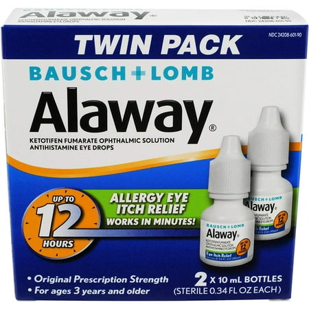 Alaway Antihistamine Eye Drops, 0.34 Ounces, Twin (Best Antihistamine Eye Drops)