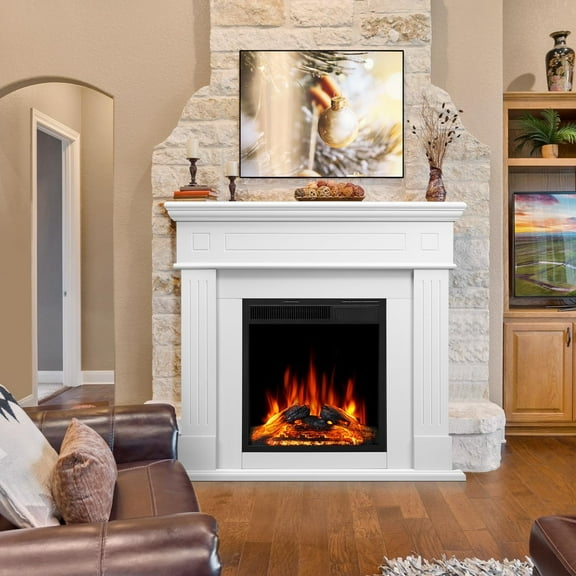 WAA 39.57 in x 43.31 in 750W/1500W Electric Indoor Fireplace Mantel