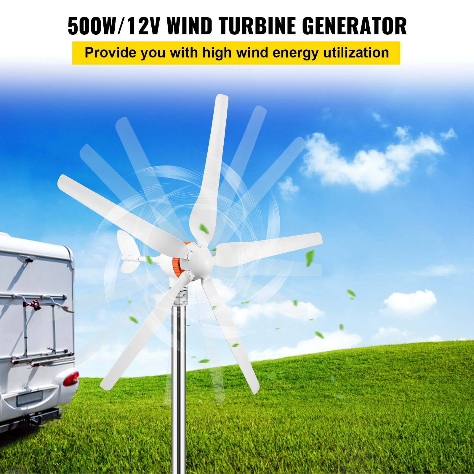 6000W 12V Lanterns Wind Turbine Generators Vertical Axis Controller Home Garden 