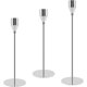 thumbnail image 1 of Juego de 3 portavelas plateados, portavelas de metal cónico plateado, se adapta a velas y velas LED, para centro de mesa, manteles, bodas, cenas, 1 of 4
