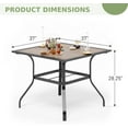 thumbnail image 3 of 37" Square Patio Dining Table Outdoor Furniture Table for Backyard Bistro Garden Deck, Imitation Wood Table Top, 1.57” Umbrella Hole, 3 of 7