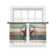 thumbnail image 2 of Sheer Curtains 54 Inches Long, Texas Star Light Filtering Window Curtains for Living Room/Bedroom, Country Teal Brown Farmhouse Wooden Rod Pocket Voile Sheer Curtain Drapes, 52"W x 54"L, 2 Panels, 2 of 8