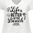 thumbnail image 4 of Inktastic Life is Better at the Beach with Sunshine Seashell and Palm Trees Women's Plus Size V-Neck T-Shirt, 4 of 5