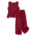 thumbnail image 4 of Soyumi Women's Two Piece Short Sets Summer Lounge Sweatsuits Vacation Sleeveless Outfits Travel Tracksuit, Wine, 4 of 6