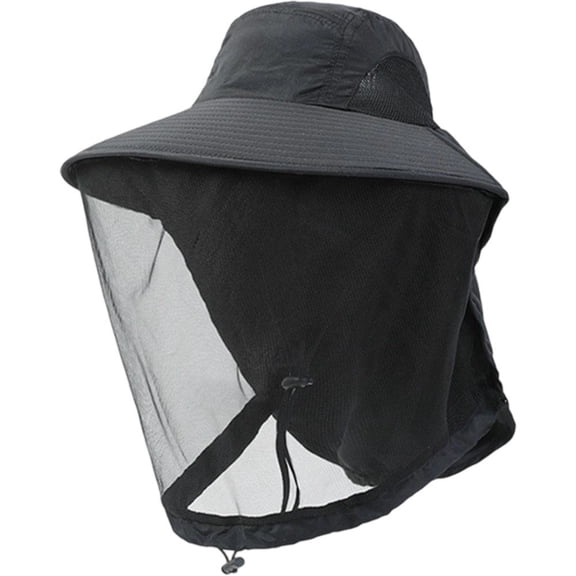 Jiibva Anti-Mosquito Mesh Bucket Hat, Outdoor Fishing Cap, Mosquito Head Net Mesh Hat, Netting-Midge Face Cover UV Protection Bucket Fishing Cap for Outdoor Camping