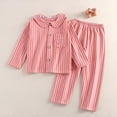 thumbnail image 2 of larppty Kids Baby Girls Boys Plaid Pajamas Set Long Sleeve Button Down Shirts Tops and Pants Gingham Pj Lounge Sets(9-10 Years,Red), 2 of 4