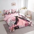 thumbnail image 3 of Homewish Kawaii Princess Dress Bedding Comforter Set 7pcs for Girl, Romantic Love Heart Queen Bedding Sets, Pink Black Fashion Reversible Queen Sheet Sets, Ultra Soft Bedroom Decor, 3 of 7