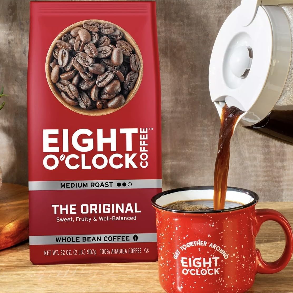 Eight O'Clocks Medium Roast Whole Bean Coffee, 40 oz