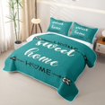 thumbnail image 3 of meiyoeat Rustic Home Sweet Quilt Full for Adults Men Women, Arrow Quote Full Bedspread Sets, Teal, 3-Piece, 3 of 7
