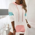 thumbnail image 3 of Womens Patchwork Funny Hoodie Color Block Casual Hooded Pullover Oversized Sweatshirt Dress Daily Lounge Blouse Tops, 3 of 5