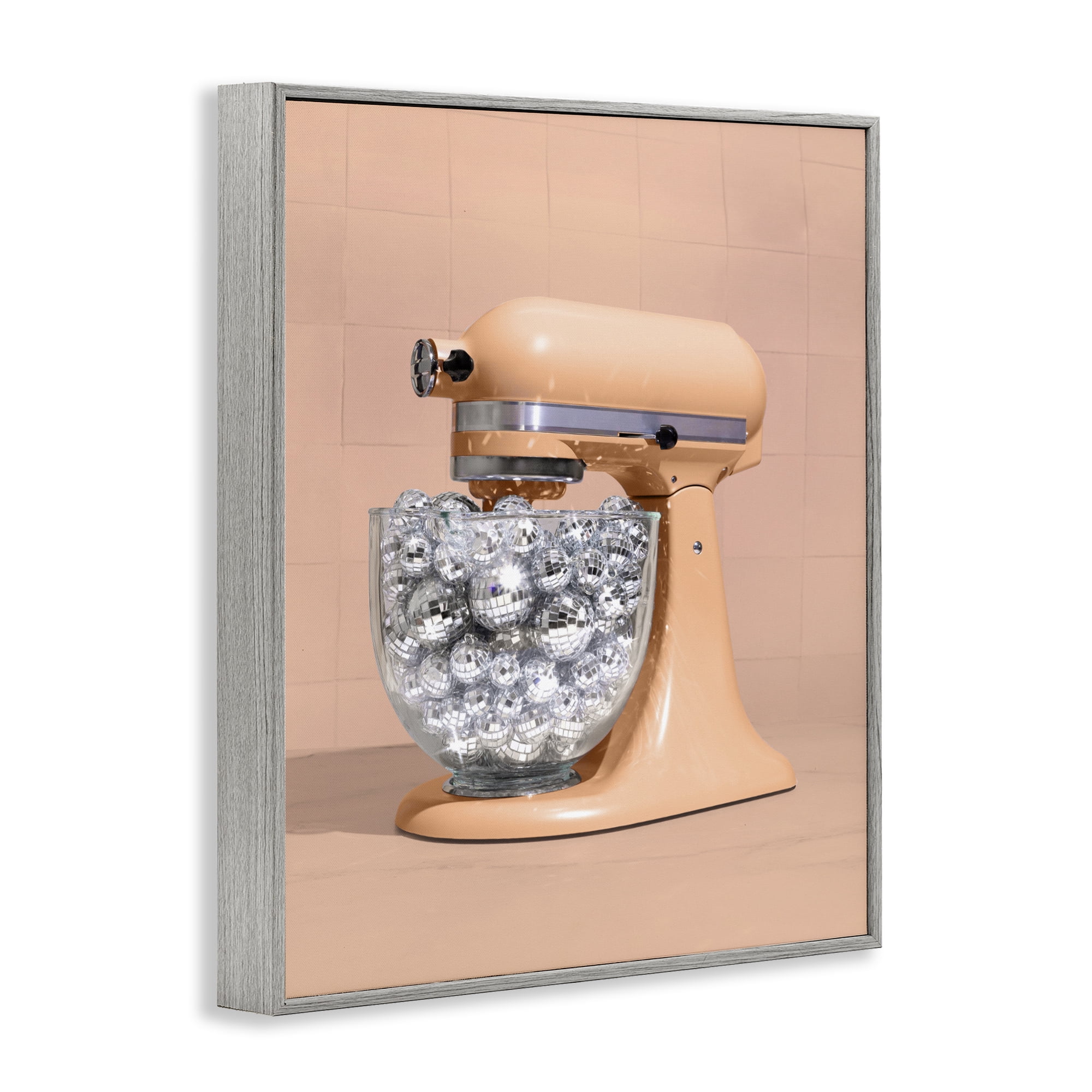 Stupell Industries Disco Kitchen Mixer over Orange Gray Framed Giclee Art, design by LISH Creative