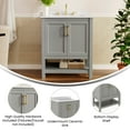 thumbnail image 3 of Emma + Oliver 30 Inch Bathroom Vanity, Single Sink Cabinet with 2 Soft Close Doors and Open Shelf, Carrara Marble Finish Countertop, Gray with Gold Hardware, 3 of 7