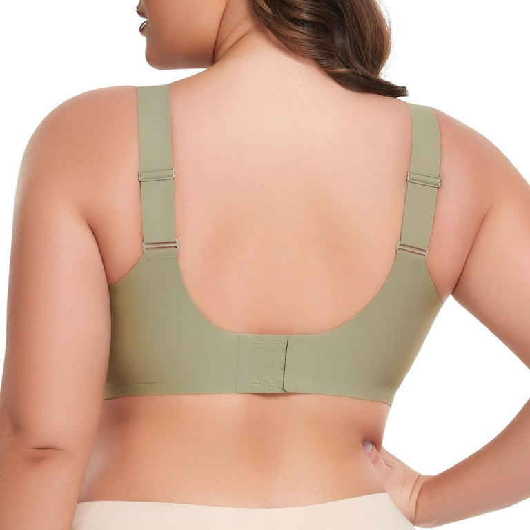 Non Wired Bra Women's Padded Full Cup Bra Without Underwire With Padding  Seamless Bustier Bralette Breathable Soft Green XXXL