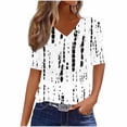 thumbnail image 3 of NSLGXD T Shirts for Women Summer V Neck Short Sleeve Tops Cute Graphic Tees Flowy Elegant Tshirt Top S-3XL White Top, 3 of 8