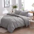 thumbnail image 2 of Duvet Cover,100% Washed Microfiber 3pcs Bedding Duvet Cover Set,Solid Color - Soft and Breathable with Zipper Closure & Corner Ties (Light Gray, Twin), 2 of 5