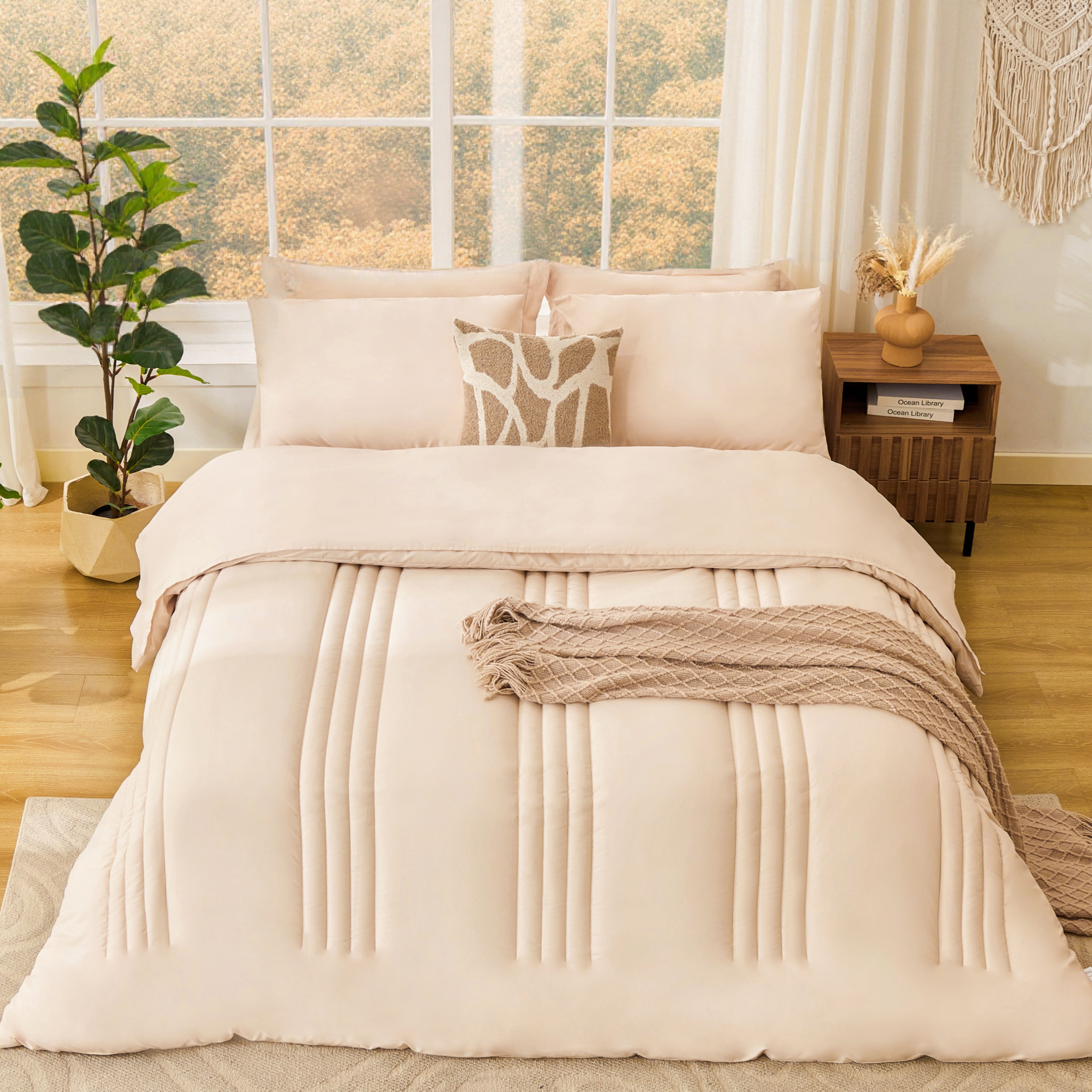 BDEUS Twin Comforter Set 4 Pieces,Comforter Set,Bed in a Bag, Bedding Set with Comforter,Fitted Sheet,Flat Sheet,Pillowcase, All Season