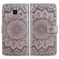 thumbnail image 3 of Asuwish Compatible with Samsung Galaxy S9 Wallet Phone Case and Tempered Glass Screen Protector Flip Credit Card Holder Stand Mandala Flower Cell Cover for S 9 Edge 9S GS9 Women Men Gray, 3 of 9