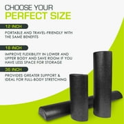 ProsourceFit High Density Half-Round Foam Rollers 12”, 18, 36 Black