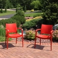 thumbnail image 4 of Sunnydaze Plastic All-Weather Commercial-Grade Landon Outdoor Patio Dining Arm Chair, Red, 4pk, 4 of 8