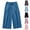 Blue, variant on CYRBOKO Women's Capri Pants 2025, Casual Comfy Elastic Waist Drawstring Wide-leg Pants Blue Size 2XL