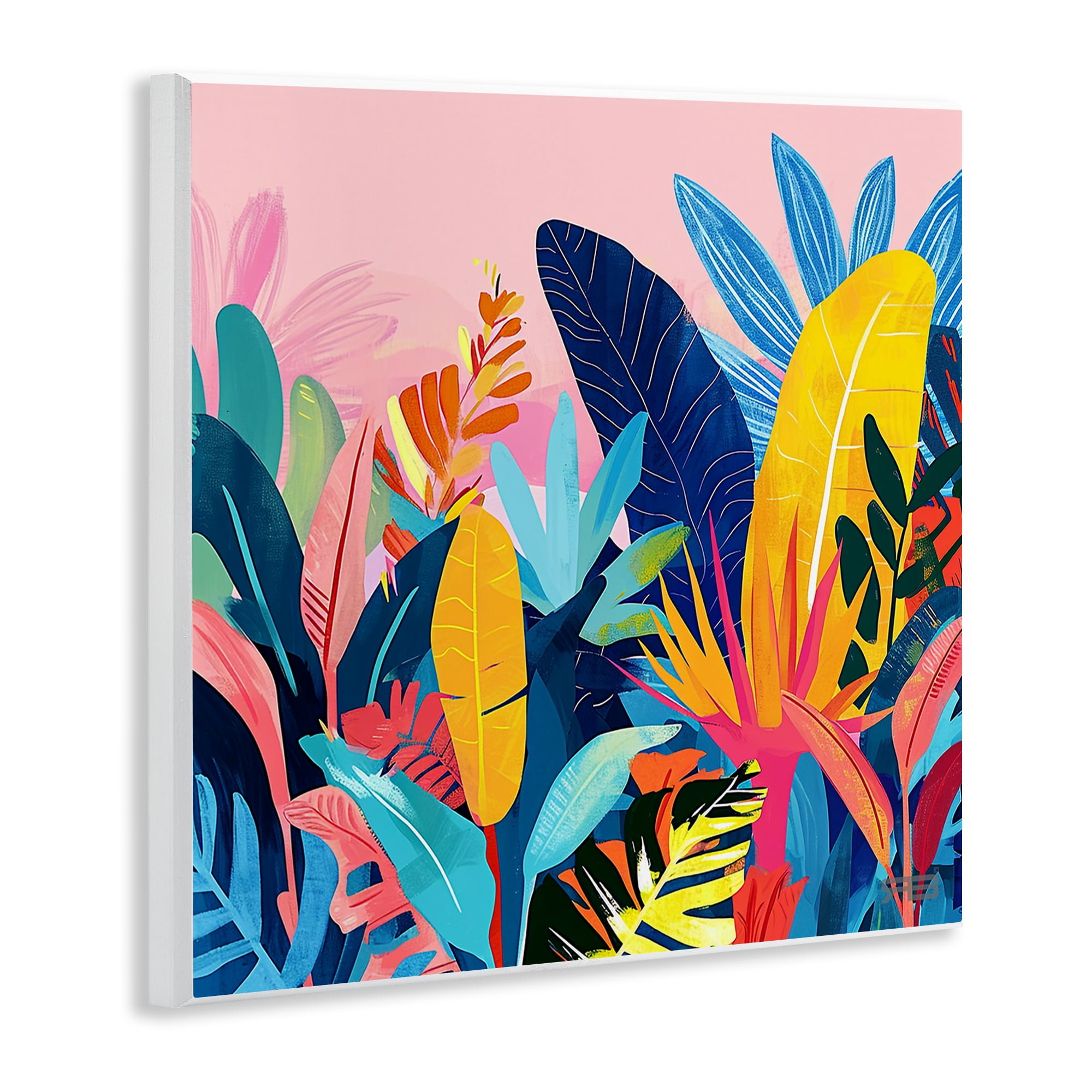 Stupell Industries Bold Tropical Jungle Leaves Botanical & Floral Painting Unframed Art Print Wall Art, 12 x 12