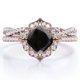 thumbnail image 1 of JeenMata Anillo Nupcial con Pavé Infinito de Moissanita y Diamantes Negros Cultivados en Laboratorio de Talla Cojín de 1,5 Quilates Engastado en Oro Rosa de 18 K sobre Plata, 1 of 6